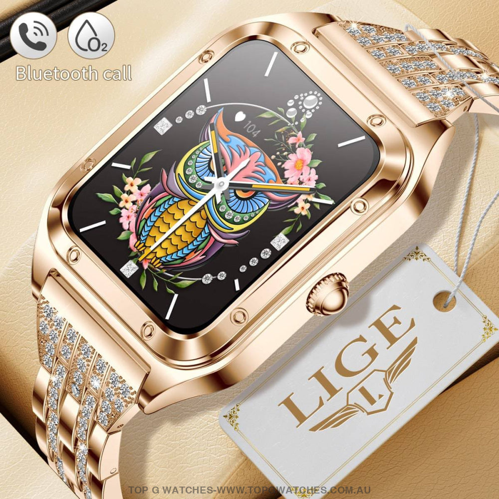 Elegant Diamond Gold Lige Smart Sport Fitness Bluetooth Fashion Pro V1 Top G Watches