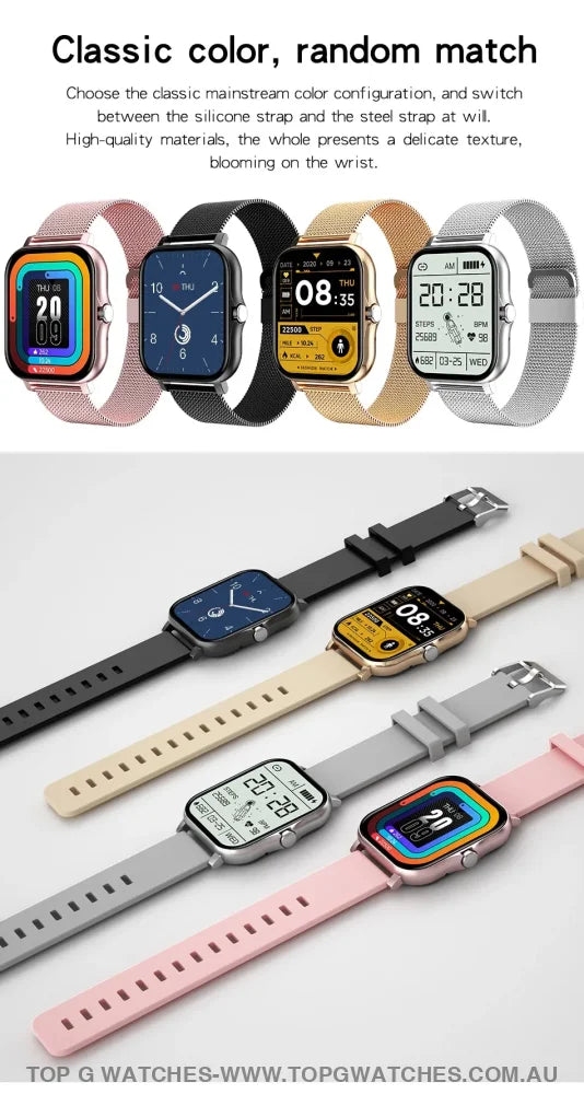 2024 Elegant Sports Fitness Bluetooth Digital Lige Square Smartwatch Wristwatch - Top G Watches