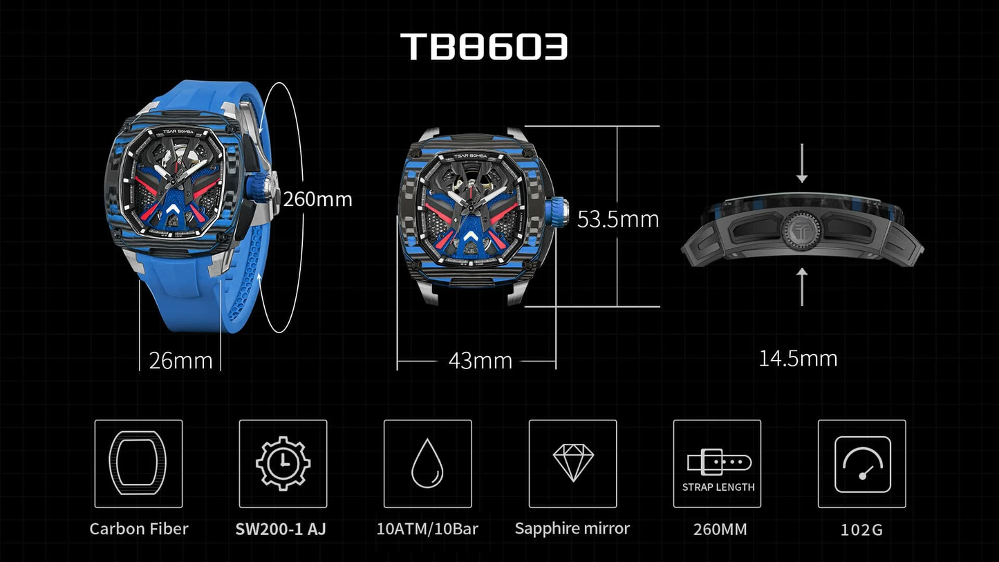 Official Tsar Bomba Dark Matter 3 Interchangeable Swiss Automatic Watch - TB8603