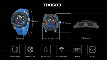 Official Tsar Bomba Dark Matter 3 Interchangeable Swiss Automatic Watch - TB8603