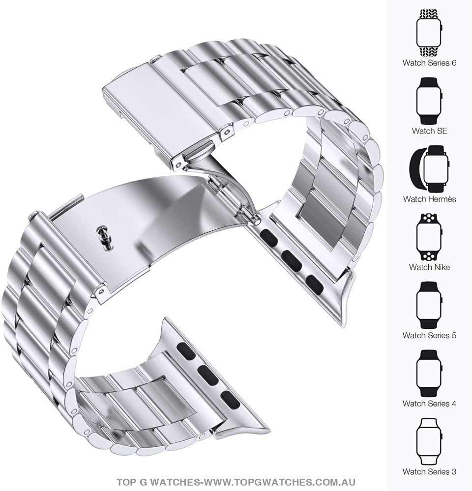 Apple Watch Stainless-Steel Band Replacement Upgrade Apple Ultra 49mm 8 7 45mm 41mm Stainless Steel Smart Watch Wristband For Iwatch 6 5 4 3 SE 44mm 42mm 40mm - Top G Watches