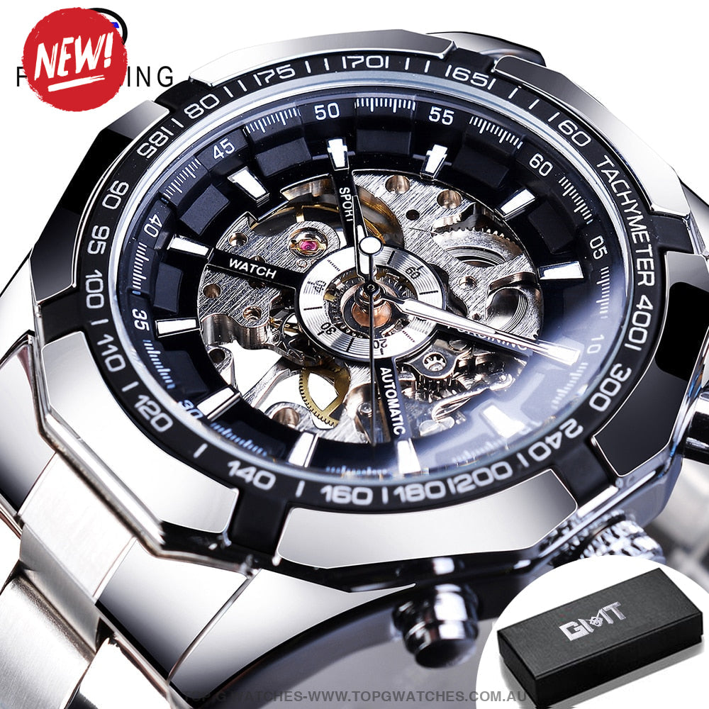 Transparent Forsining Waterproof Men's Skeleton Luxury Mechanical Sport Watch - Top G Watches