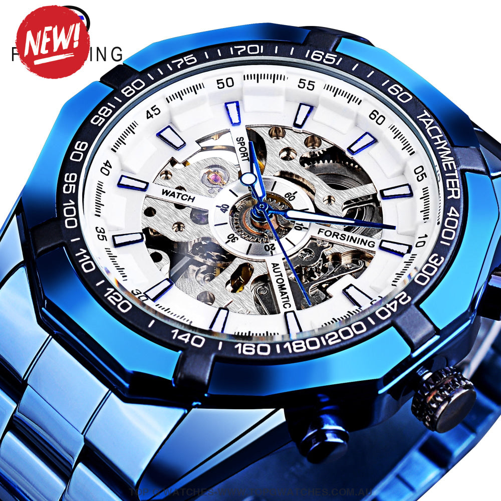 Transparent Forsining Waterproof Men's Skeleton Luxury Mechanical Sport Watch - Top G Watches