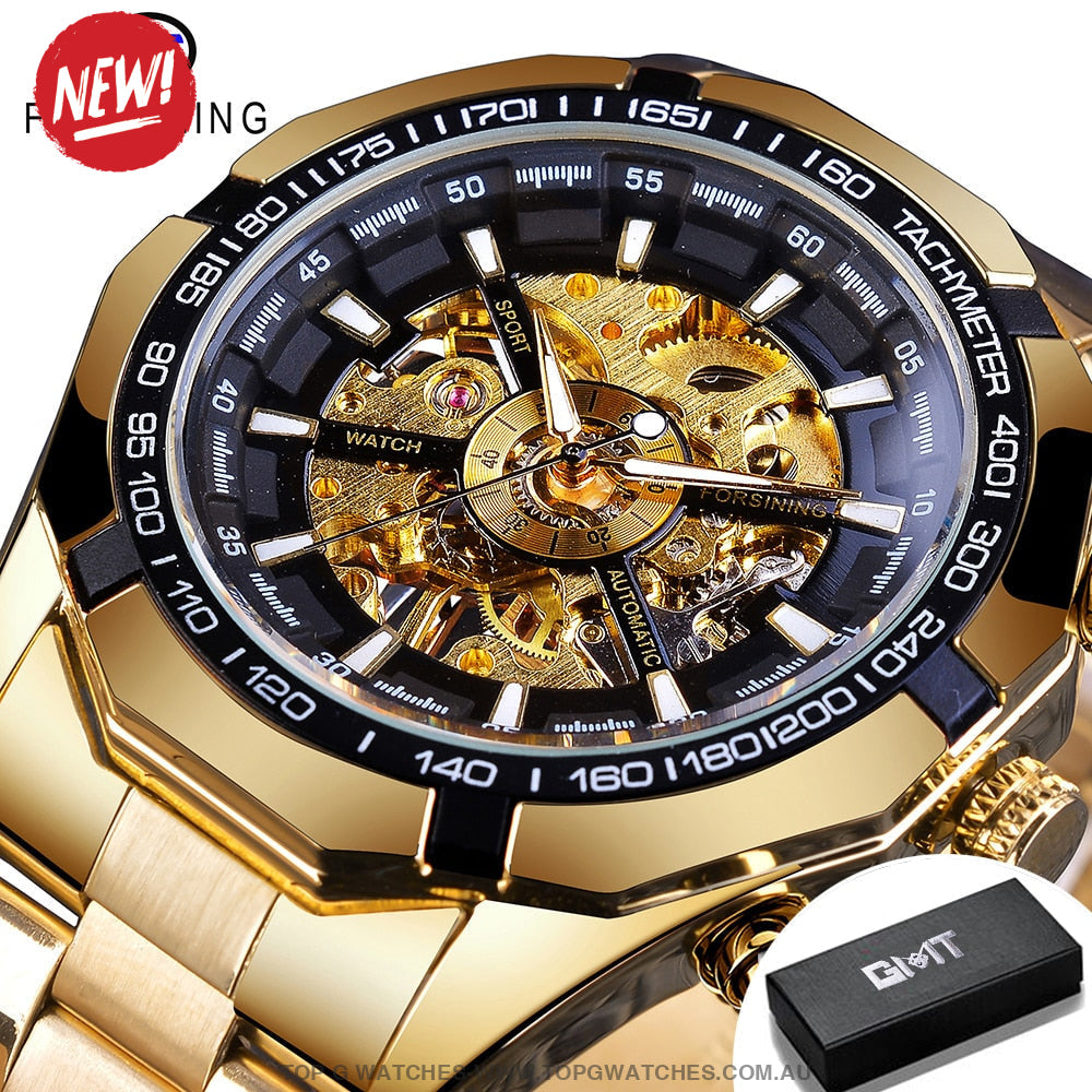 Transparent Forsining Waterproof Men's Skeleton Luxury Mechanical Sport Watch - Top G Watches