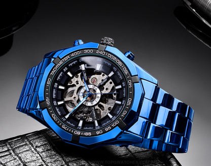 Transparent Forsining Waterproof Men's Skeleton Luxury Mechanical Sport Watch - Top G Watches