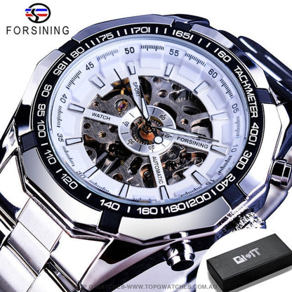 Transparent Forsining Waterproof Men's Skeleton Luxury Mechanical Sport Watch - Top G Watches