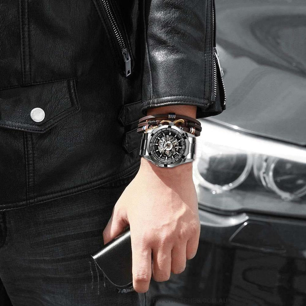 Transparent Forsining Waterproof Men's Skeleton Luxury Mechanical Sport Watch - Top G Watches