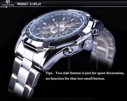 Transparent Forsining Waterproof Men's Skeleton Luxury Mechanical Sport Watch - Top G Watches