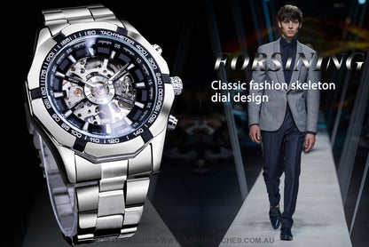 Transparent Forsining Waterproof Men's Skeleton Luxury Mechanical Sport Watch - Top G Watches