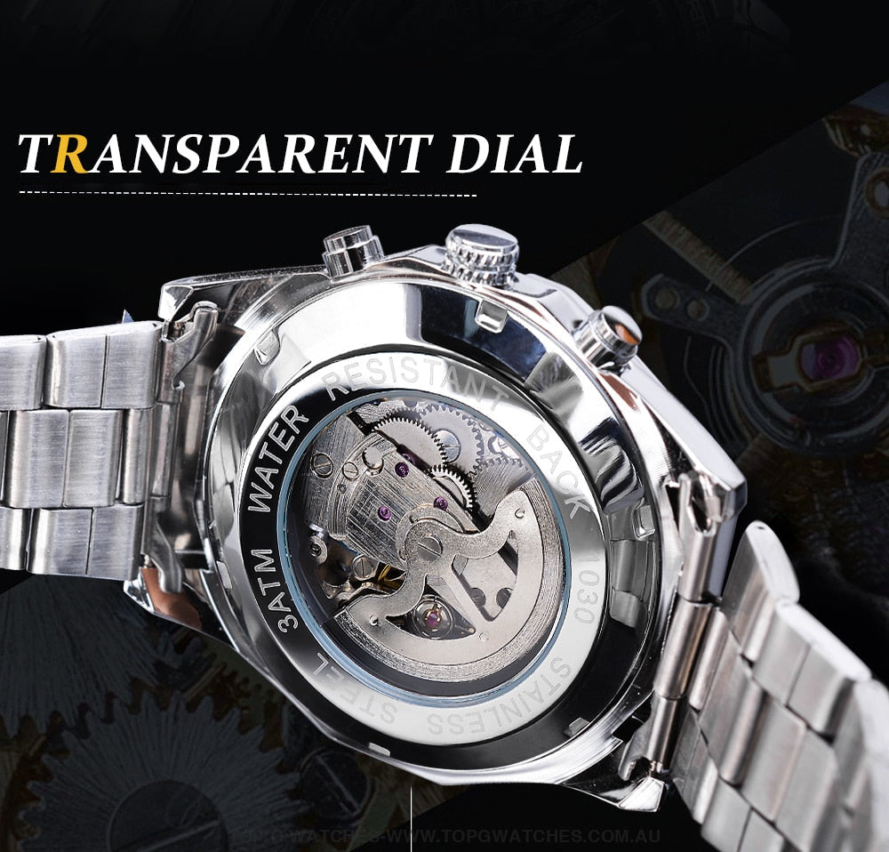 Transparent Forsining Waterproof Men's Skeleton Luxury Mechanical Sport Watch - Top G Watches