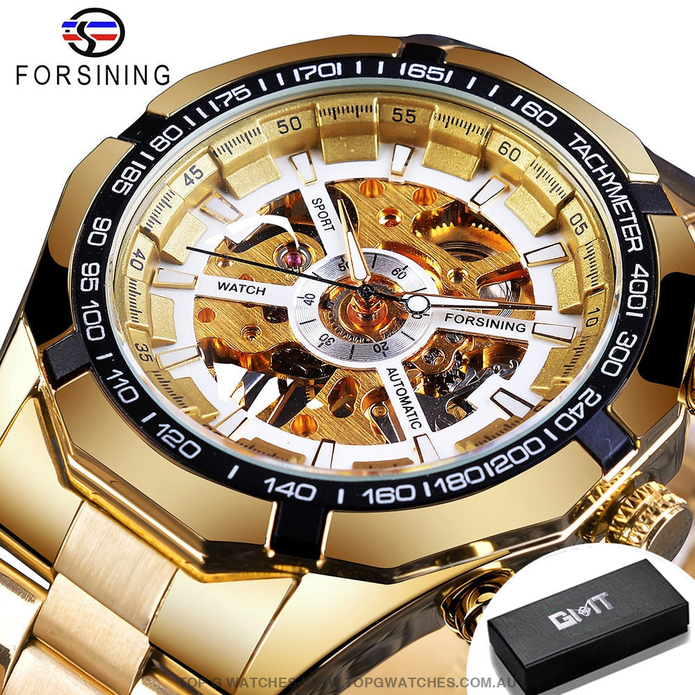 Transparent Forsining Waterproof Men's Skeleton Luxury Mechanical Sport Watch - Top G Watches