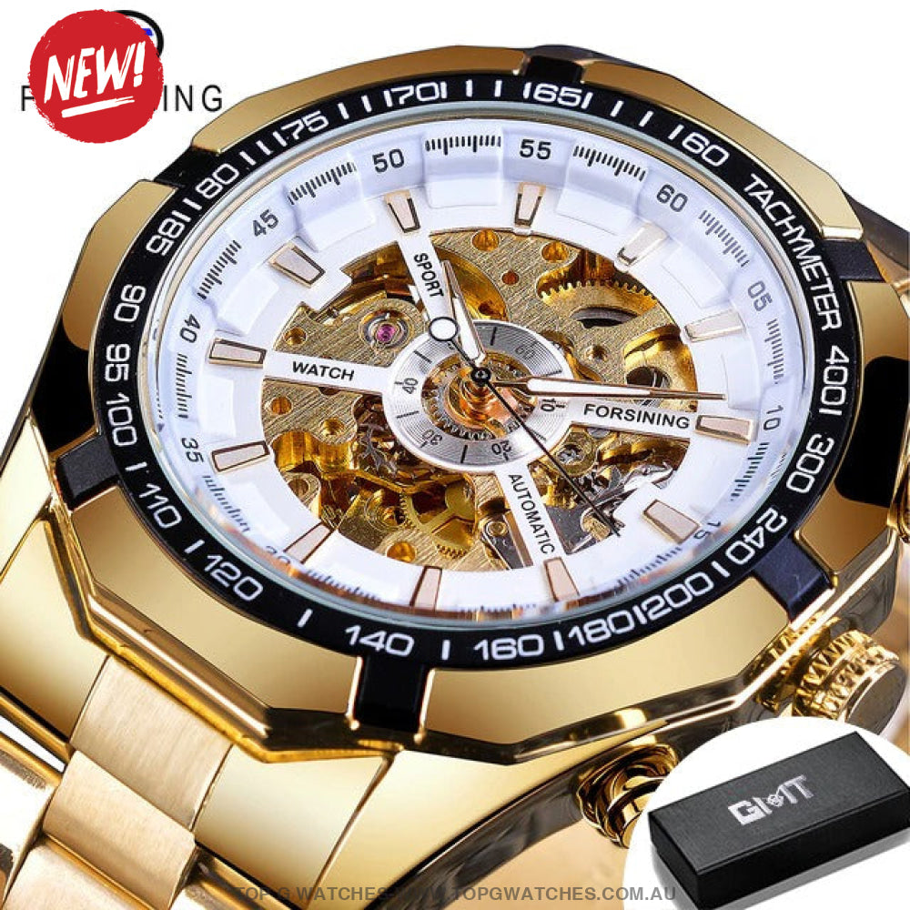 Transparent Forsining Waterproof Men's Skeleton Luxury Mechanical Sport Watch - Top G Watches