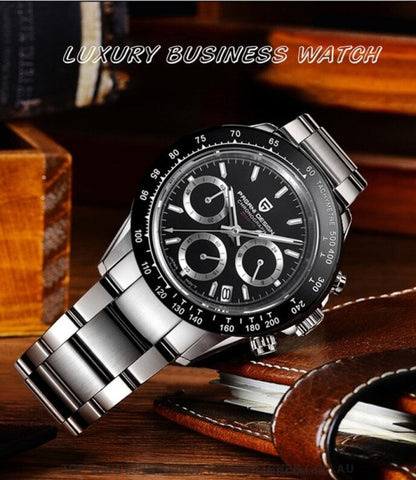 Elite Steel Automatic Mechanical Pagani-Design Sapphire Glass Japan Chronograph 100m Waterproof Wristwatch - Top G Watches