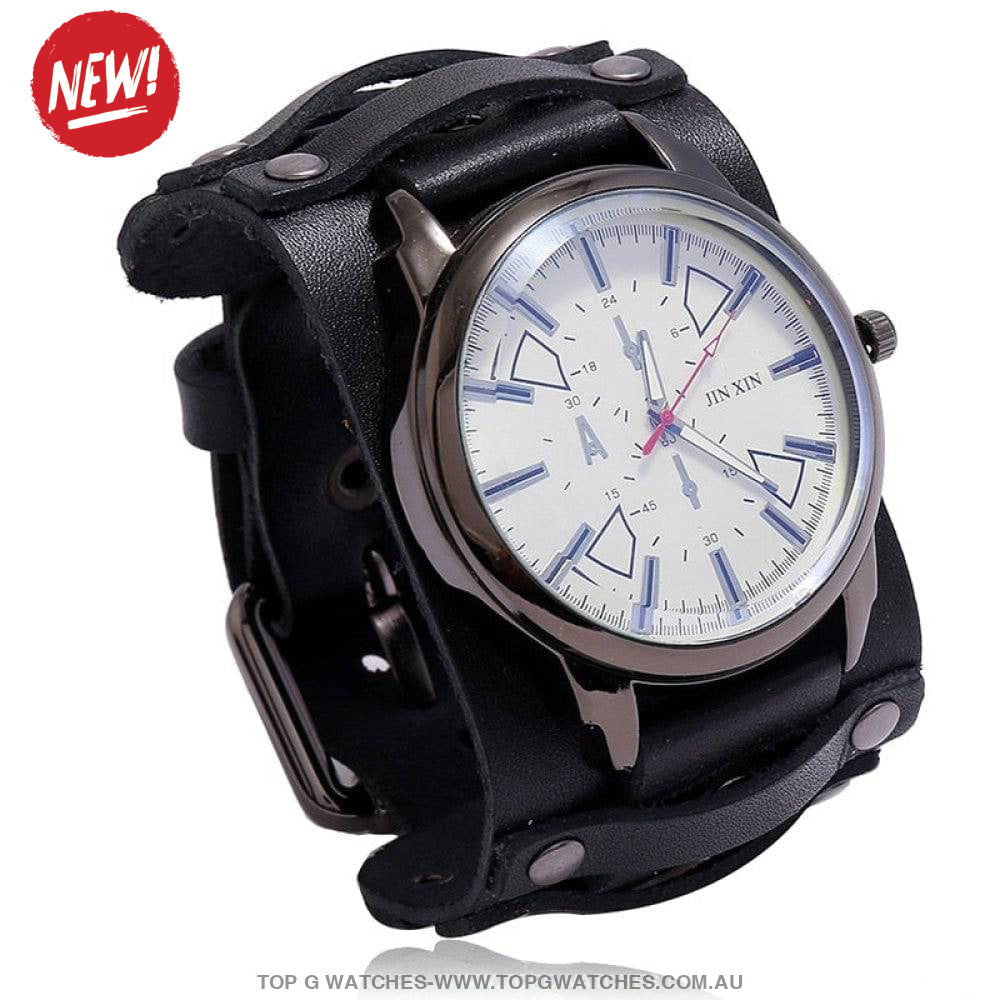 Bad Urban Style Men's Luxury Genuine Chronograph Leather Bracelet Watch - Top G Watches