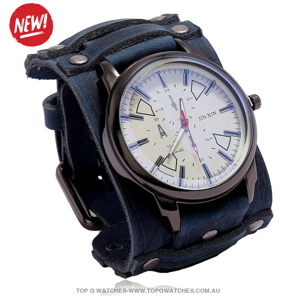 Bad Urban Style Men's Luxury Genuine Chronograph Leather Bracelet Watch - Top G Watches