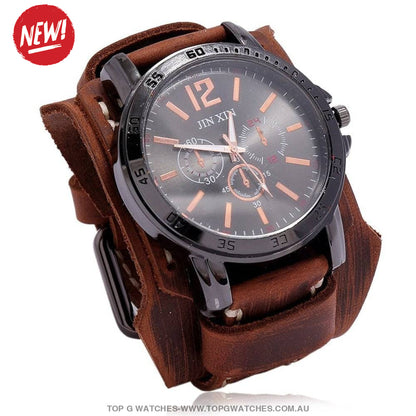 Bad Urban Style Men's Luxury Genuine Chronograph Leather Bracelet Watch - Top G Watches