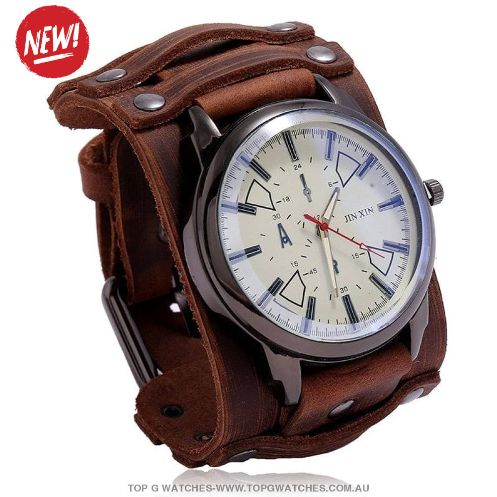 Bad Urban Style Men's Luxury Genuine Chronograph Leather Bracelet Watch - Top G Watches