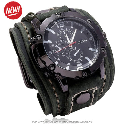 Bad Urban Style Men's Luxury Genuine Chronograph Leather Bracelet Watch - Top G Watches