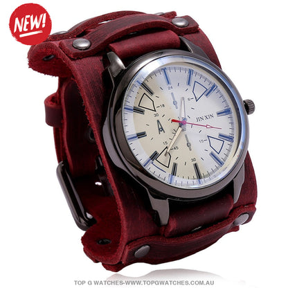 Bad Urban Style Men's Luxury Genuine Chronograph Leather Bracelet Watch - Top G Watches