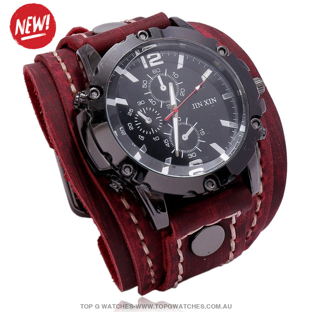 Bad Urban Style Men's Luxury Genuine Chronograph Leather Bracelet Watch - Top G Watches