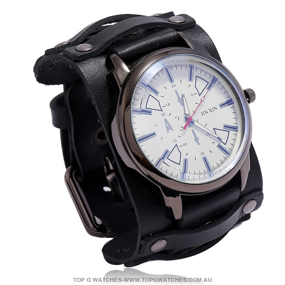 Bad Urban Style Men's Luxury Genuine Chronograph Leather Bracelet Watch - Top G Watches