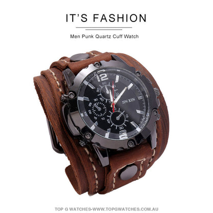 Bad Urban Style Men's Luxury Genuine Chronograph Leather Bracelet Watch - Top G Watches