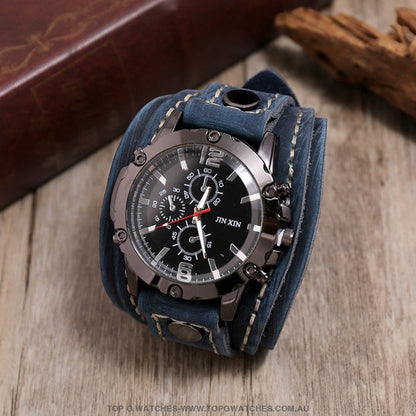 Bad Urban Style Men's Luxury Genuine Chronograph Leather Bracelet Watch - Top G Watches