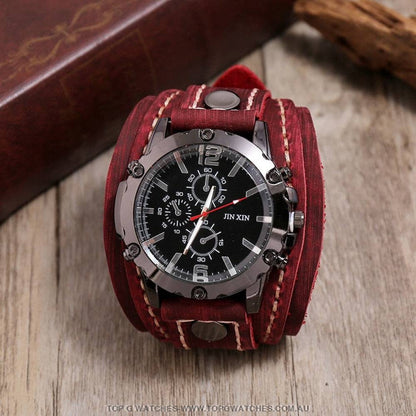 Bad Urban Style Men's Luxury Genuine Chronograph Leather Bracelet Watch - Top G Watches