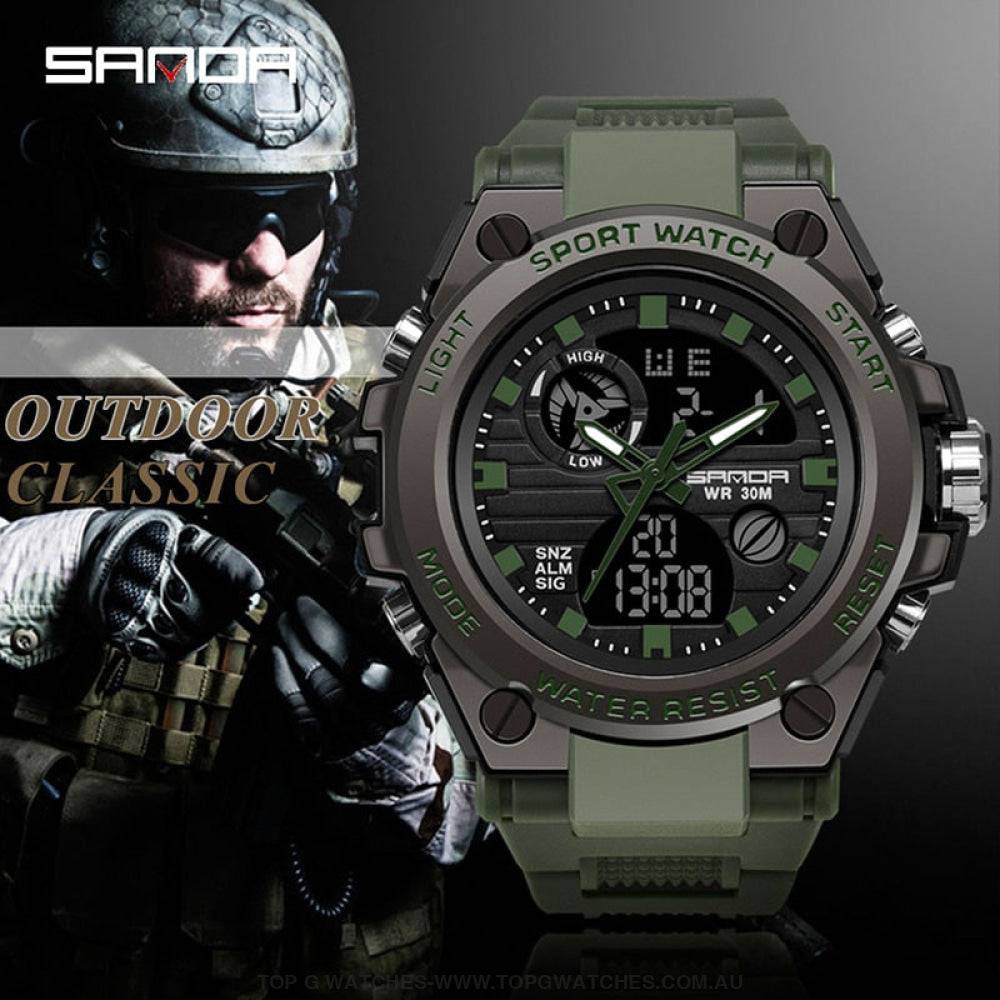 G-Style Shock SANDA Sports Military Dual Shockproof Waterproof Digital Wristwatch - Top G Watches