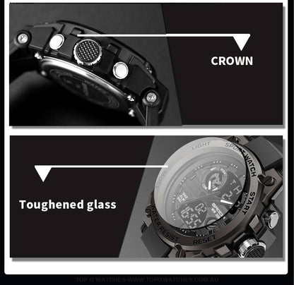 G-Style Shock SANDA Sports Military Dual Shockproof Waterproof Digital Wristwatch - Top G Watches