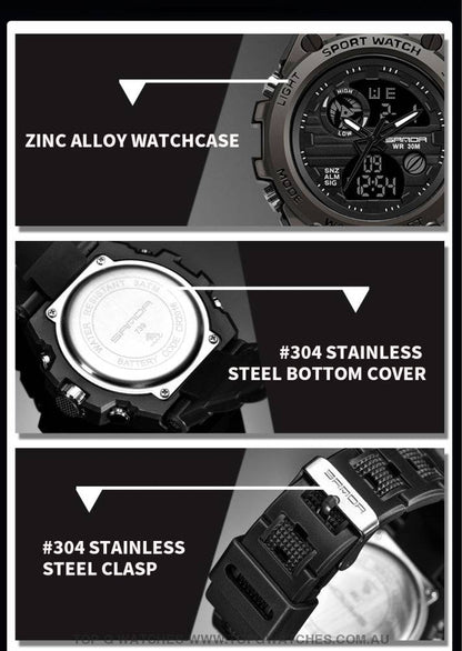 G-Style Shock SANDA Sports Military Dual Shockproof Waterproof Digital Wristwatch - Top G Watches