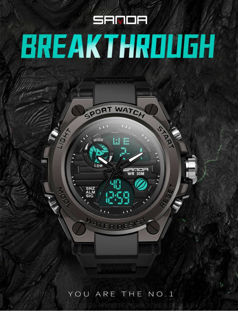 G-Style Shock SANDA Sports Military Dual Shockproof Waterproof Digital Wristwatch - Top G Watches