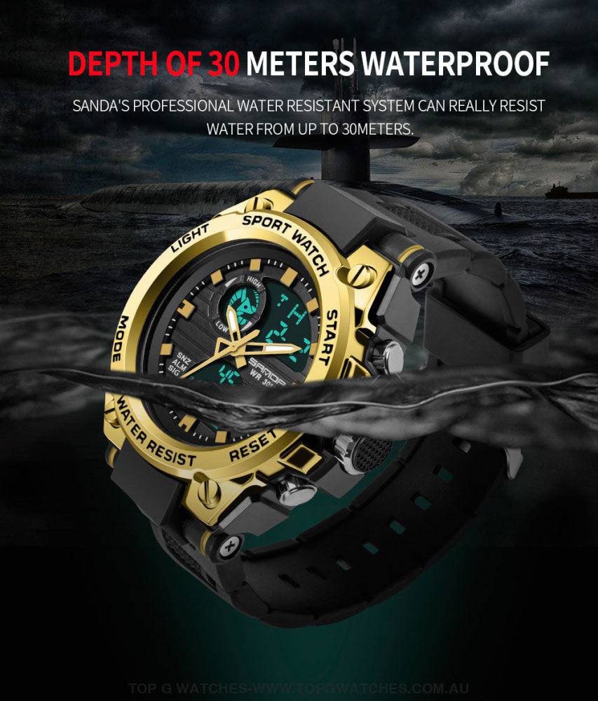 G-Style Shock SANDA Sports Military Dual Shockproof Waterproof Digital Wristwatch - Top G Watches