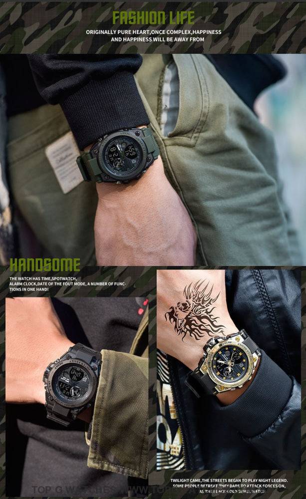 G-Style Shock SANDA Sports Military Dual Shockproof Waterproof Digital Wristwatch - Top G Watches