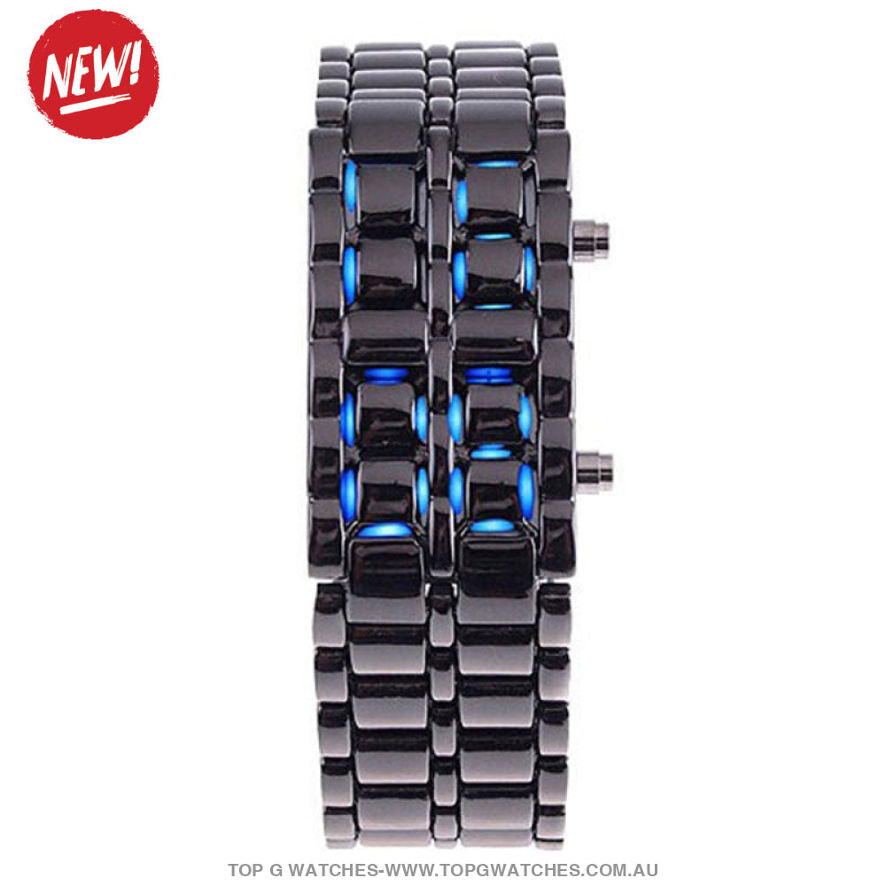 Black Unique Stainless Steel Digital Code Red LED Display Men's Watch - Top G Watches