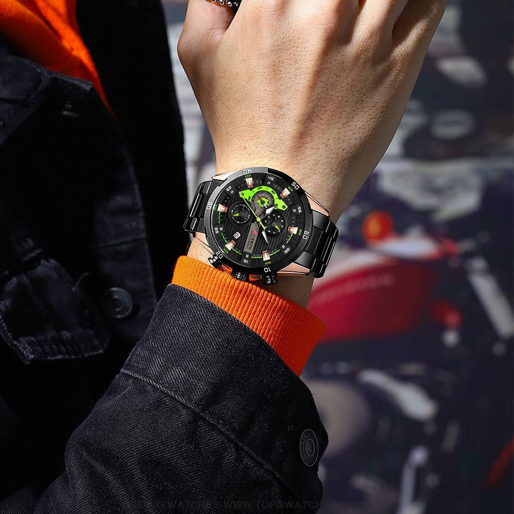 Curren Chronograph Sports Waterproof Stainless Steel Quartz Luminous Wristwatch - Top G Watches