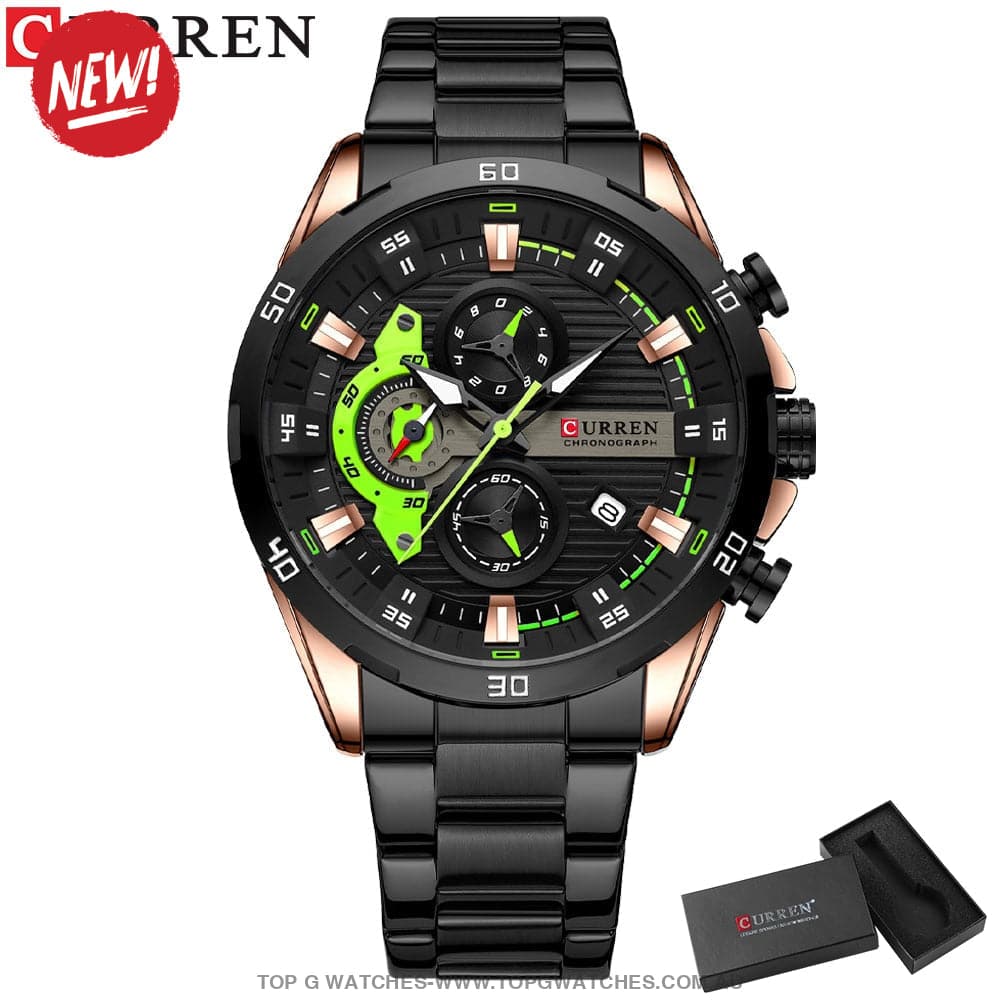 Curren Chronograph Sports Waterproof Stainless Steel Quartz Luminous Wristwatch - Top G Watches