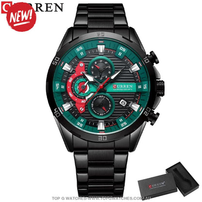 Curren Chronograph Sports Waterproof Stainless Steel Quartz Luminous Wristwatch - Top G Watches