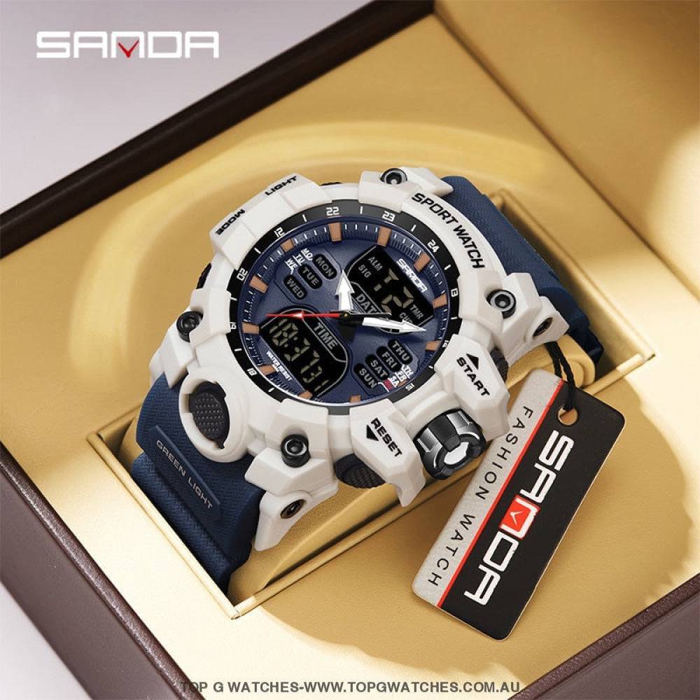 G-Style Shockproof Sanda Sports Dual Display Waterproof Digital Quartz Wristwatch - Top G Watches