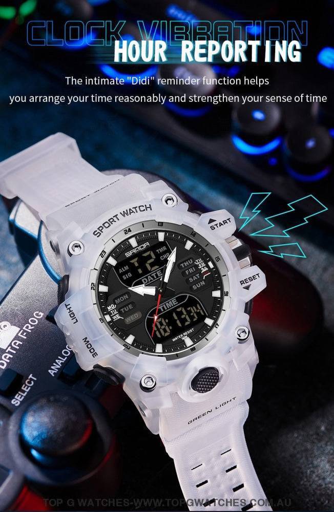 G-Style Shockproof Sanda Sports Dual Display Waterproof Digital Quartz Wristwatch - Top G Watches