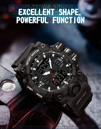 Sanda G-Style Sports Shock Dual Display Waterproof Digital Quartz Wristwatch Mens Watches