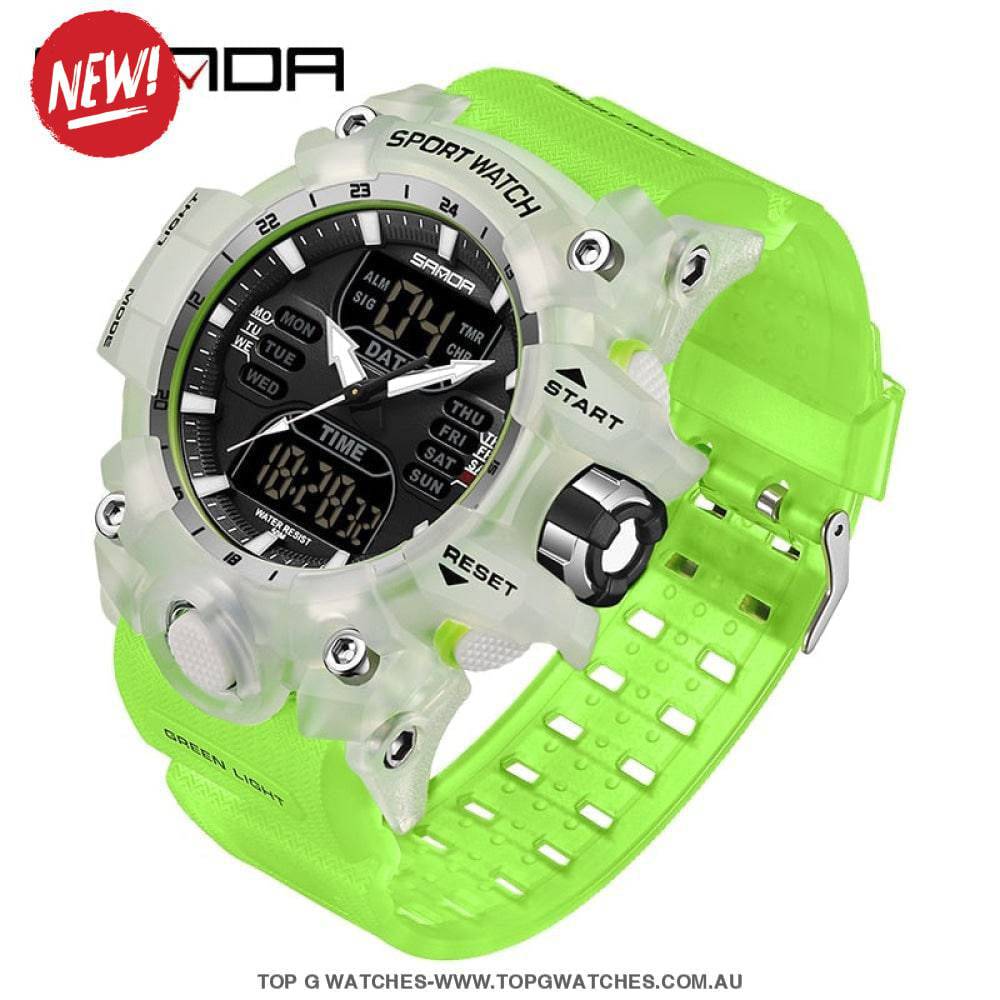 G-Style Shockproof Sanda Sports Dual Display Waterproof Digital Quartz Wristwatch - Top G Watches