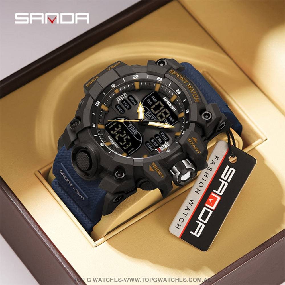 G-Style Shockproof Sanda Sports Dual Display Waterproof Digital Quartz Wristwatch - Top G Watches