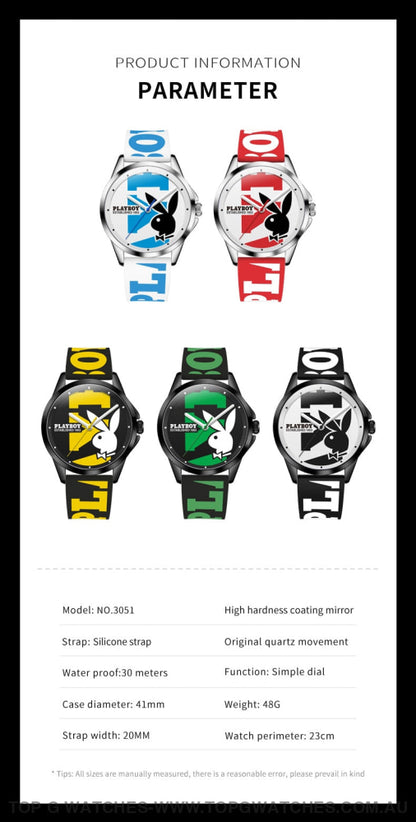 2023 New PLAYBOY Fashion Casual Quartz Waterproof Sports Watch - Top G Watches