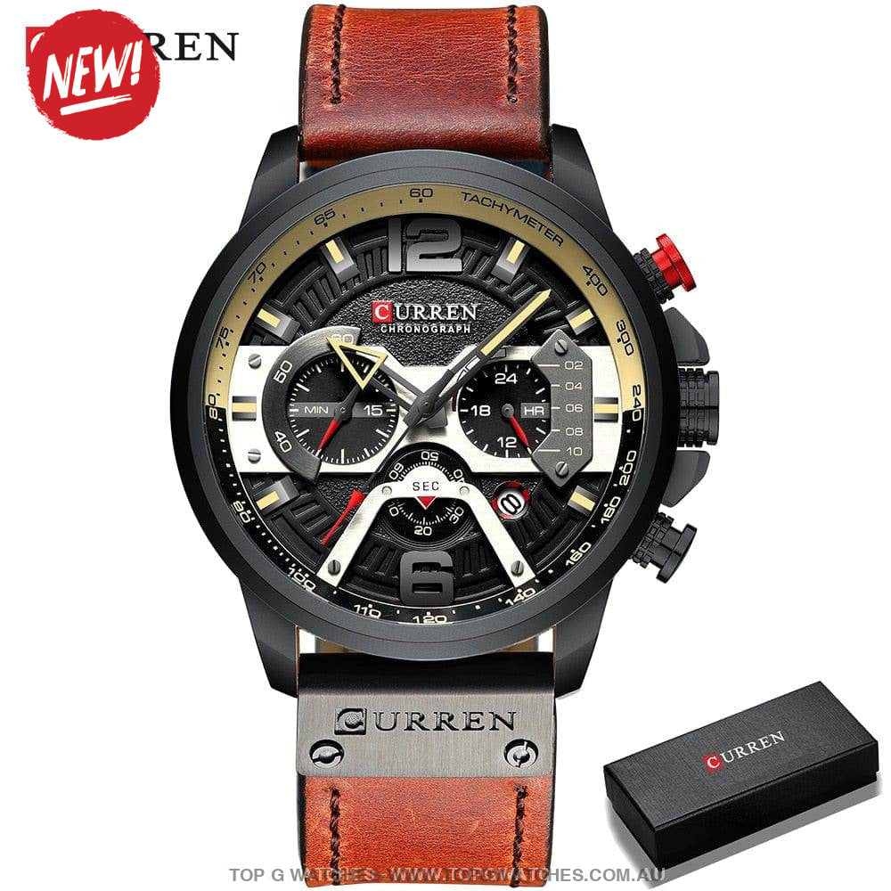 Casual Sport Business Military Leather Fashion Curren Wristwatch - Top G Watches