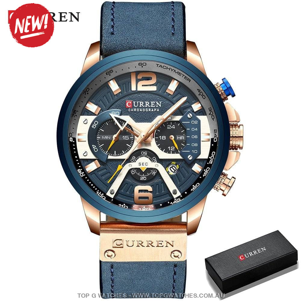 Casual Sport Business Military Leather Fashion Curren Wristwatch - Top G Watches