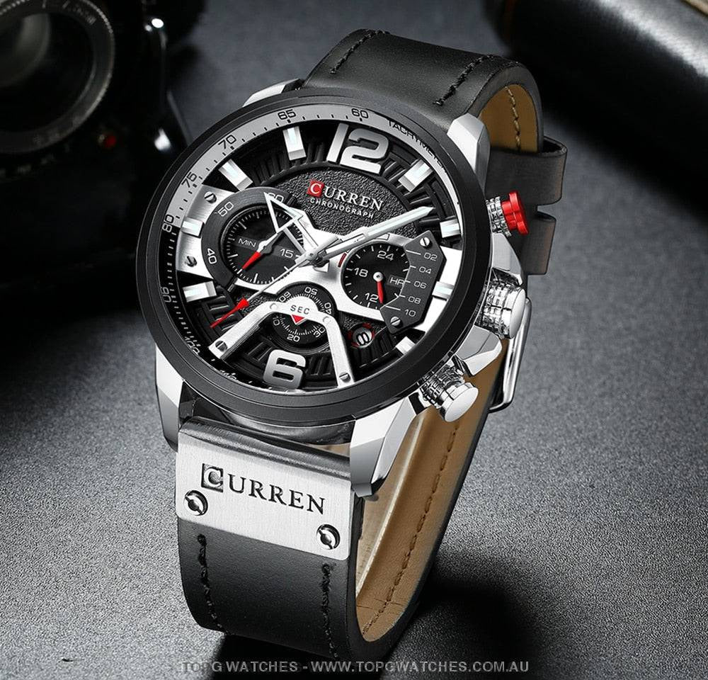 Casual Sport Business Military Leather Fashion Curren Wristwatch - Top G Watches