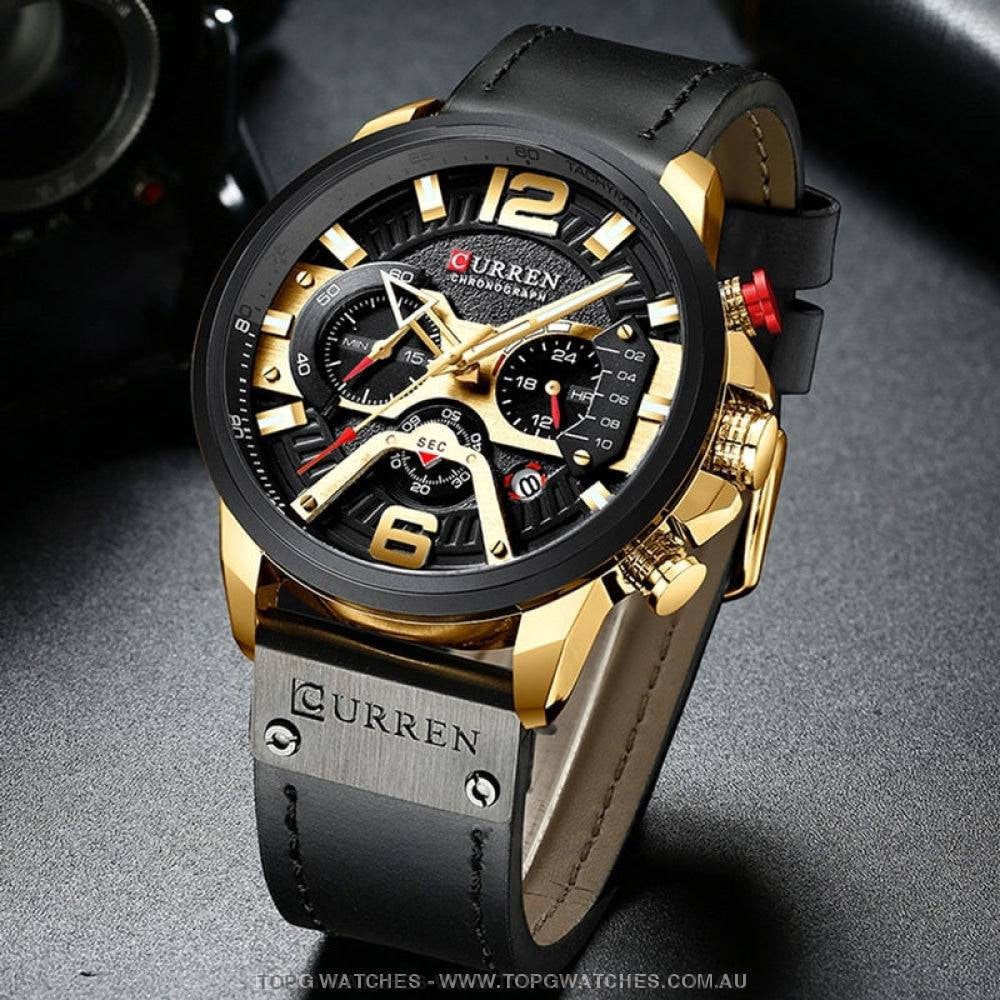 Casual Sport Business Military Leather Fashion Curren Wristwatch - Top G Watches