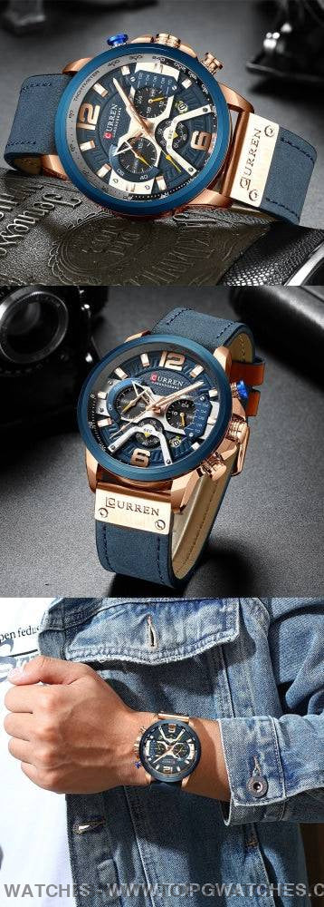 Casual Sport Business Military Leather Fashion Curren Wristwatch - Top G Watches