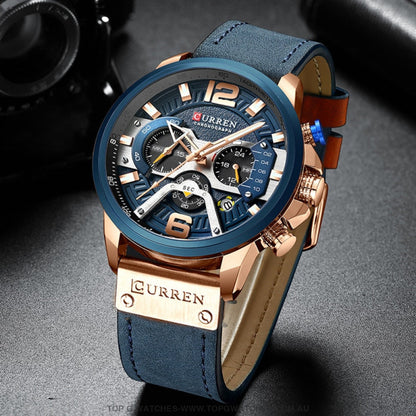 New Casual Sport Business Men's Luxury Military Leather Fashion Wristwatch - Top G Watches